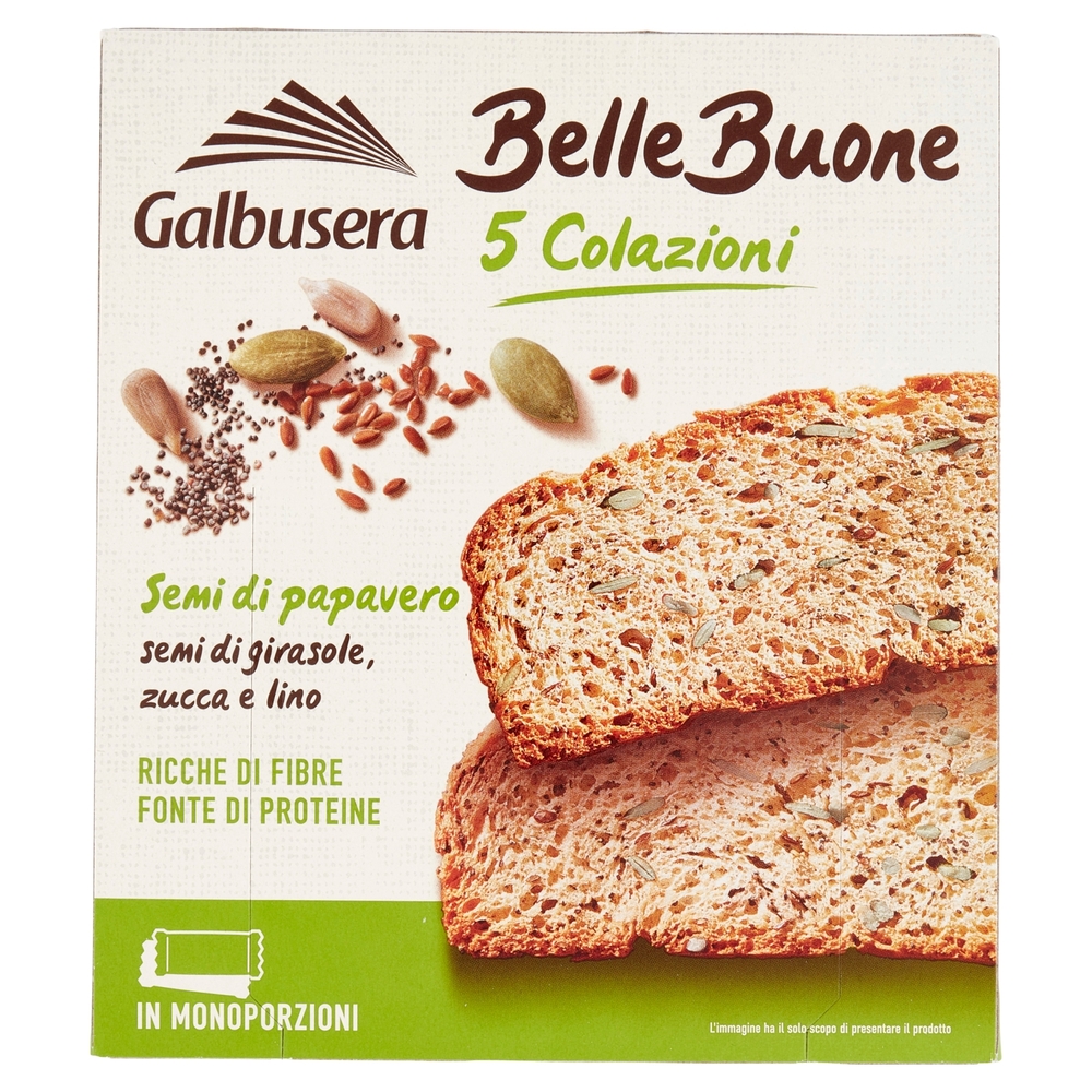 Galbusera BelleBuone 5 Colazioni Semi di papavero semi di girasole, zucca e lino 5 x 40 g