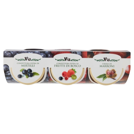 Vis Confettura Extra di Mirtilli + Confettura Extra di Frutti di Bosco + Crema di Marroni 3 x 40 g
