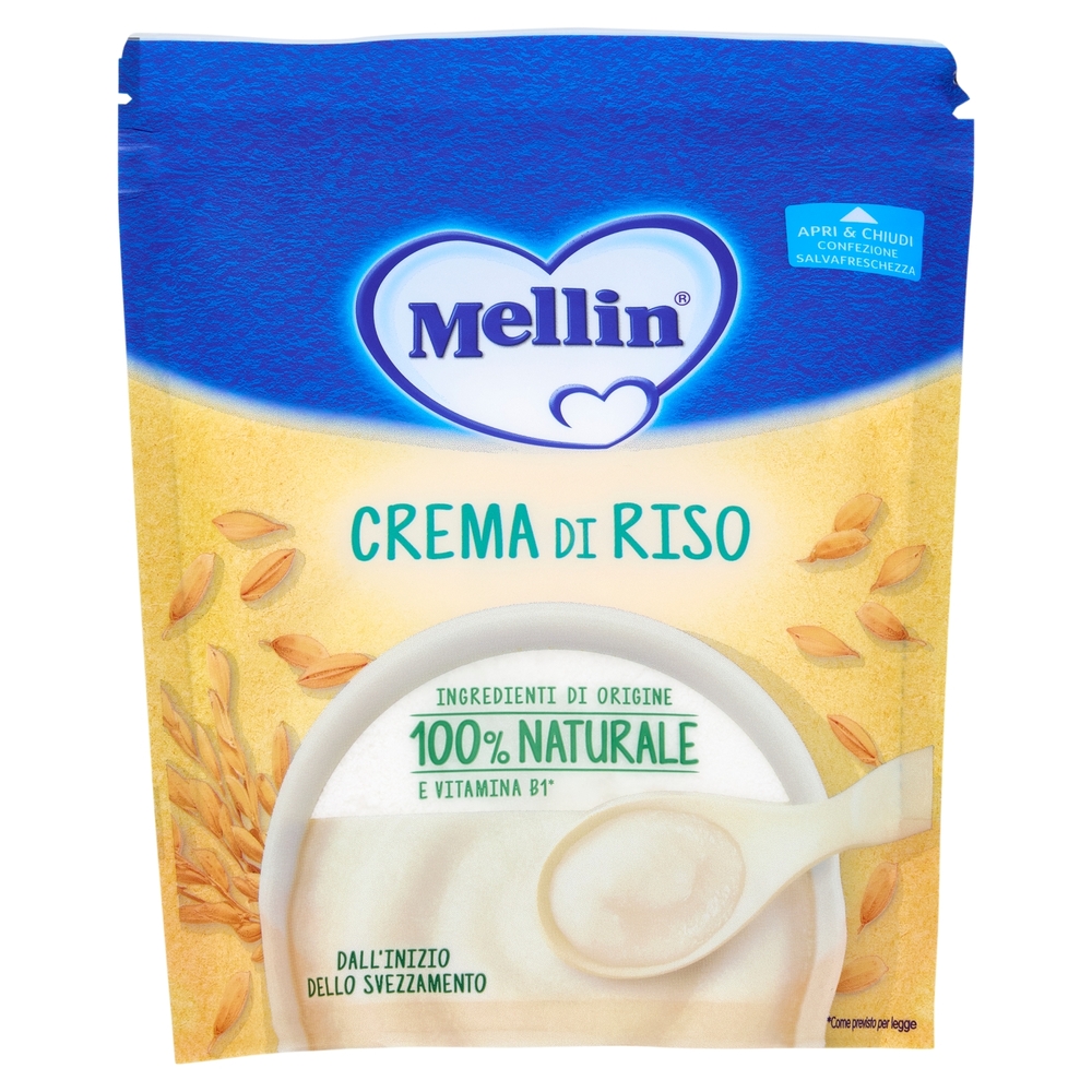 MELLIN Crema di Riso, Confezione Apri&Chiudi, dall'inizio dello Svezzamento, Senza Glutine, 200g