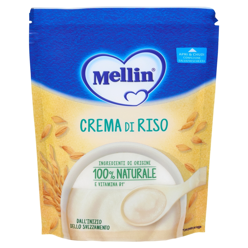 MELLIN Crema di Riso, Confezione Apri&Chiudi, dall'inizio dello Svezzamento, Senza Glutine, 200g