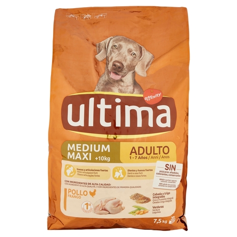 ultima Dog Medium Maxi +10kg Adulto 1-7 Anni Pollo 7,5 kg
