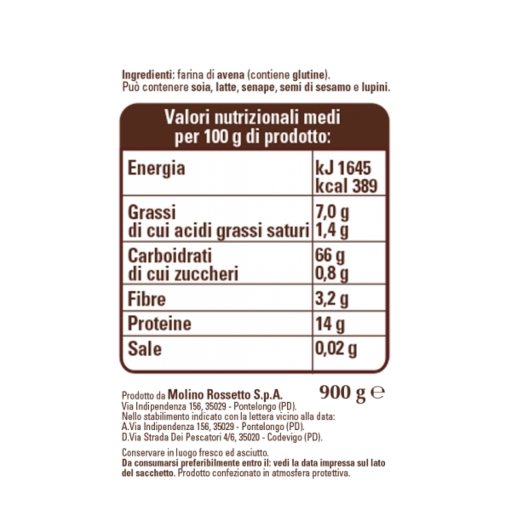 Molino Rossetto Farina di avena 900 g