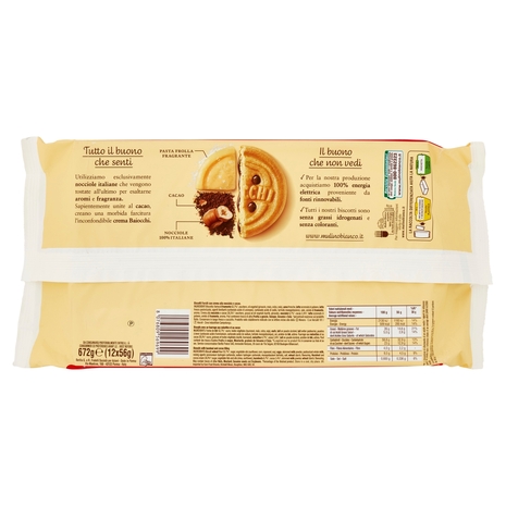 Mulino Bianco Baiocchi Biscotti Snack Farciti con Crema alla Nocciola e Cacao Bipacco 672g
