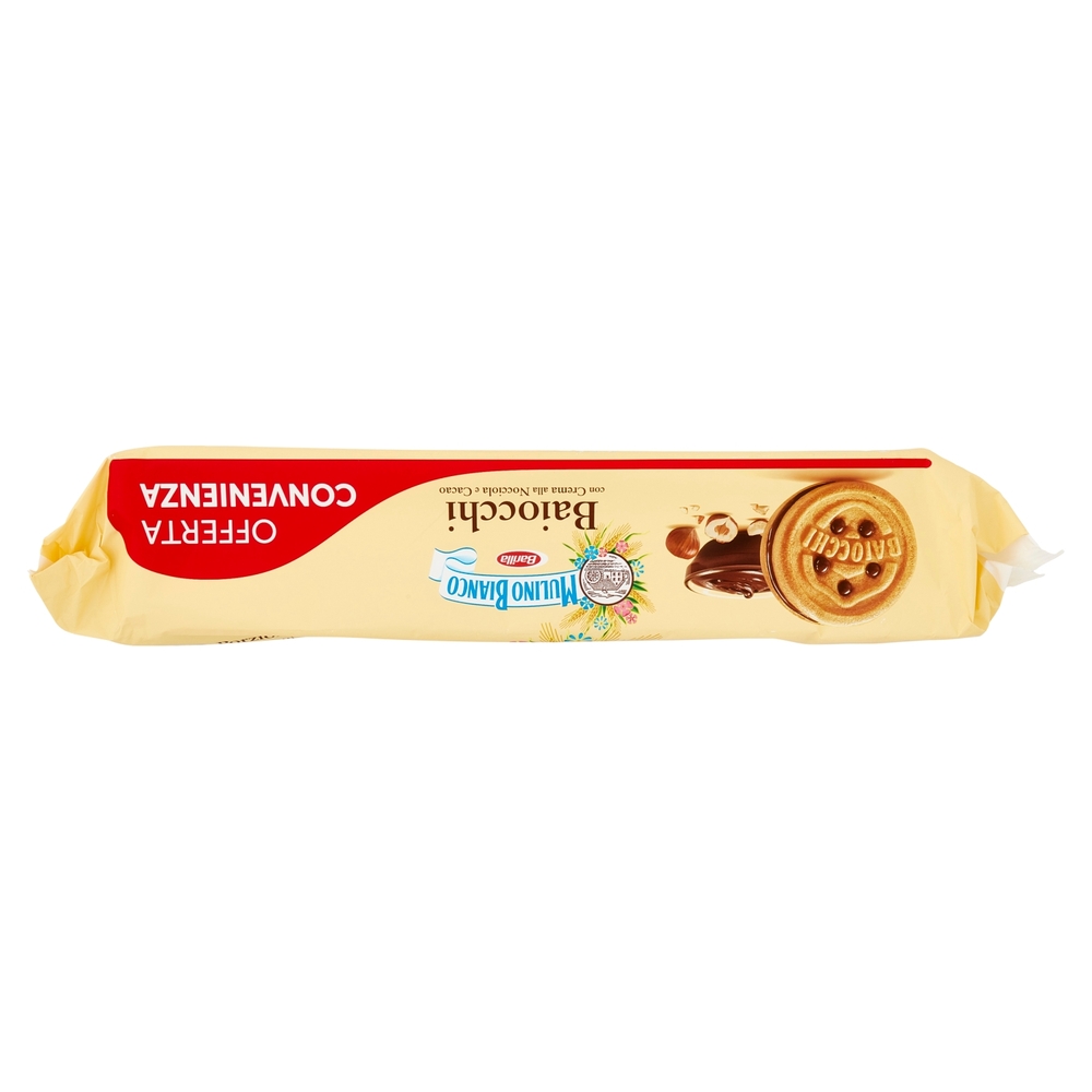Mulino Bianco Baiocchi Biscotti Snack Farciti con Crema alla Nocciola e Cacao Bipacco 672g