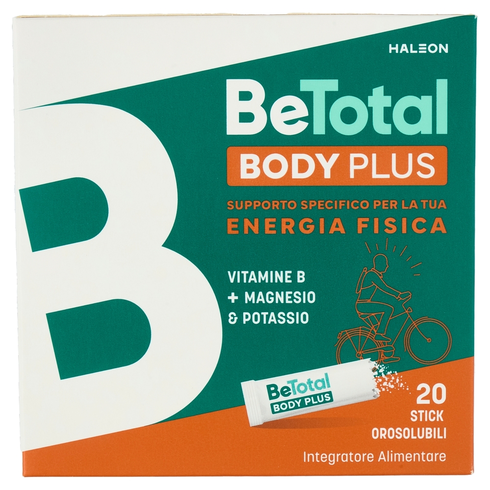 BeTotal Body Plus, Integratore Alimentare con Vit B, Mag e Potassio contro stanchezza, 20 stick