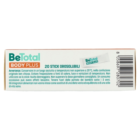 BeTotal Body Plus, Integratore Alimentare con Vit B, Mag e Potassio contro stanchezza, 20 stick