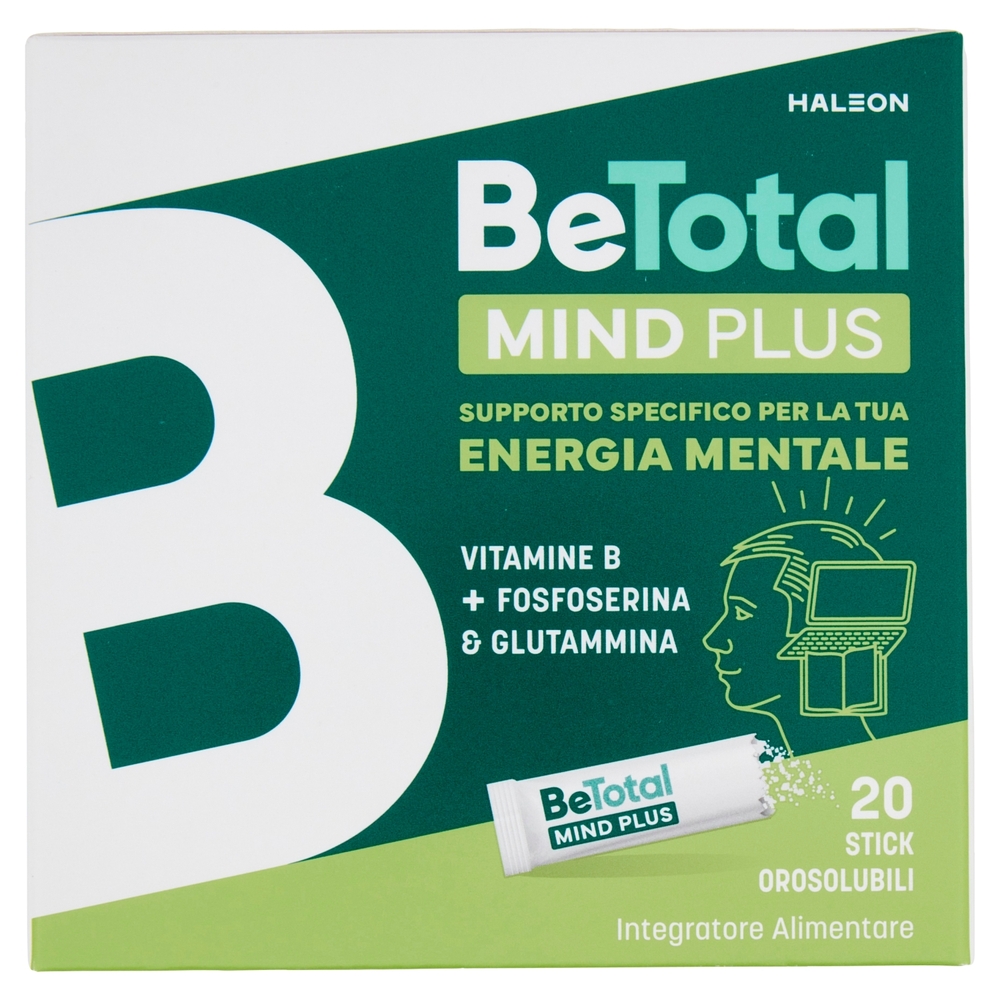 BeTotal Mind Plus Vitamina B Supporto per Stanchezza e Concentrazione Adulti e Bambini 6+ 20 Bst 50g