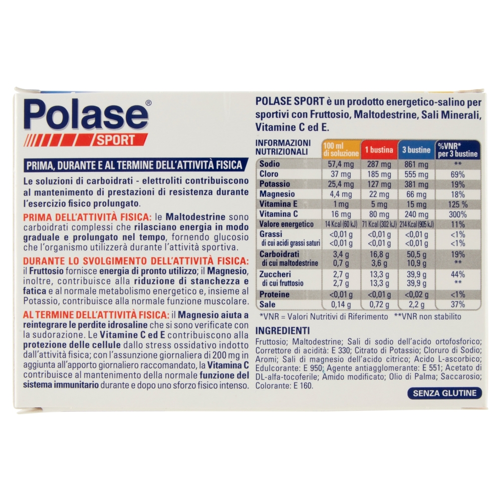Polase sport integratore energetico Sali minerali con vitamina C magnesio e potassio 10 bustine 200g
