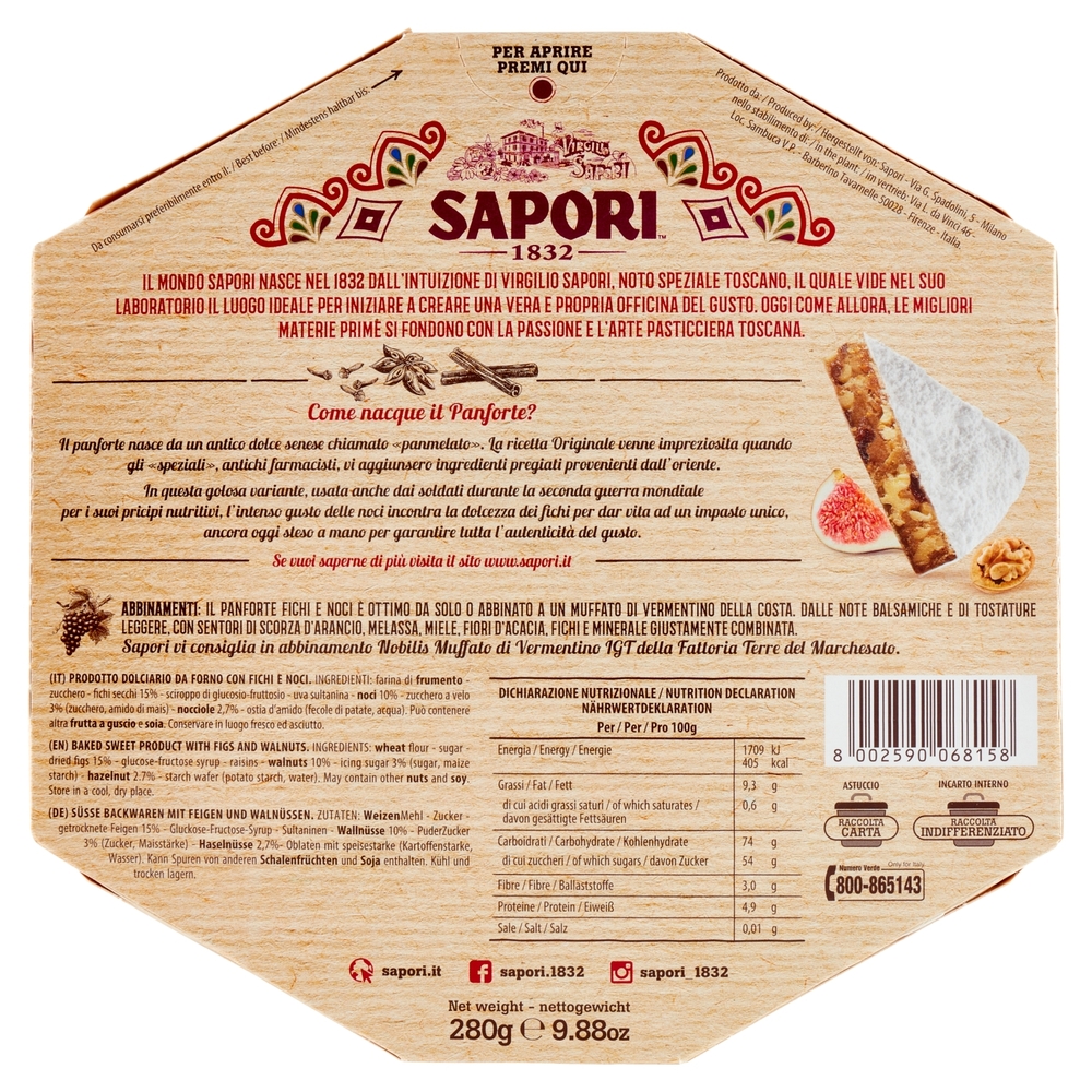 Sapori Panforte Fichi e Noci 280 g
