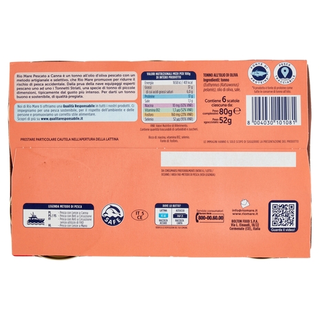 Rio mare Tonno all'Olio di Oliva Pescato a Canna 6 x 80 g