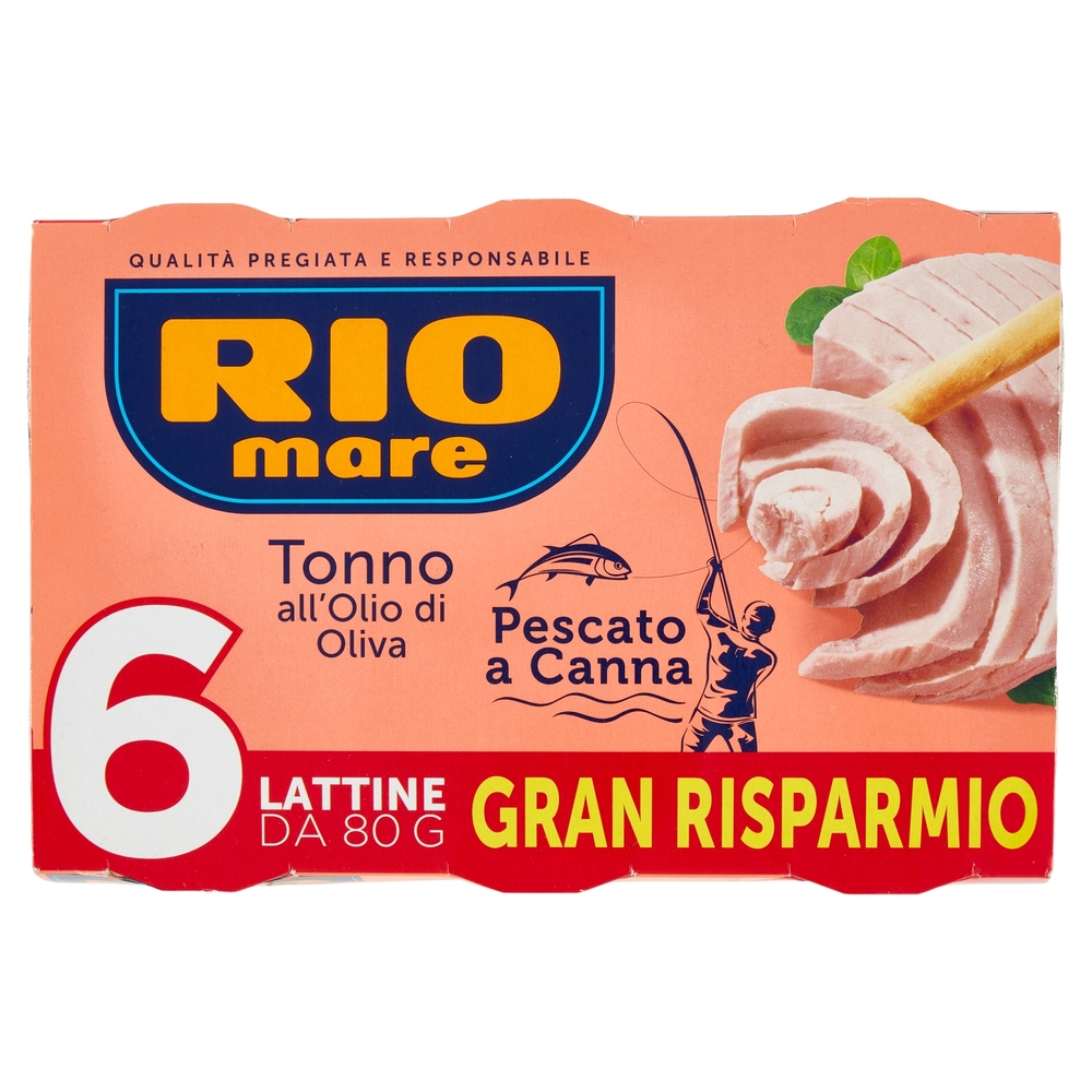 Rio mare Tonno all'Olio di Oliva Pescato a Canna 6 x 80 g