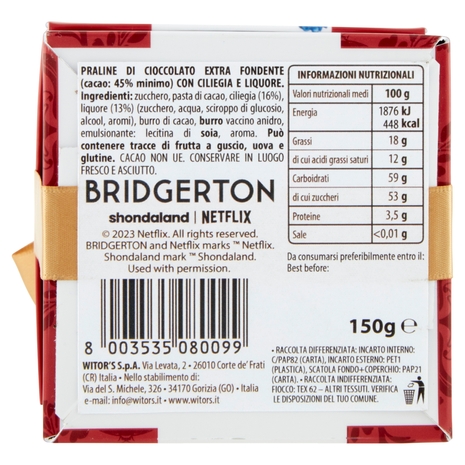 Witor's il Boero Cioccolato Extra Fondente con Ciliegia e Liquore 150 g