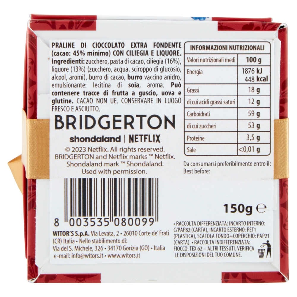 Witor's il Boero Cioccolato Extra Fondente con Ciliegia e Liquore 150 g