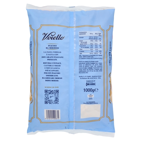 Voiello Pasta La Penna Doppia Rigatura N°152 grano Aureo 100% italiano Trafilata bronzo 1Kg