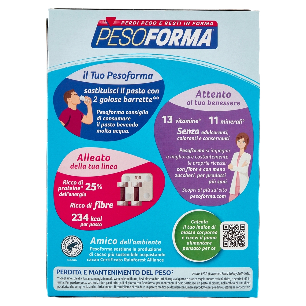 Pesoforma gusto Cioccolato Caramello, pasto sostitutivo ricco di fibre, 234 kcal per pasto, 12 x 31g