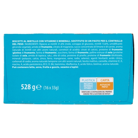 Pesoforma Biscotti gusto Mirtillo, sostitutivo del pasto per perdita e controllo del peso, 16 x 33g