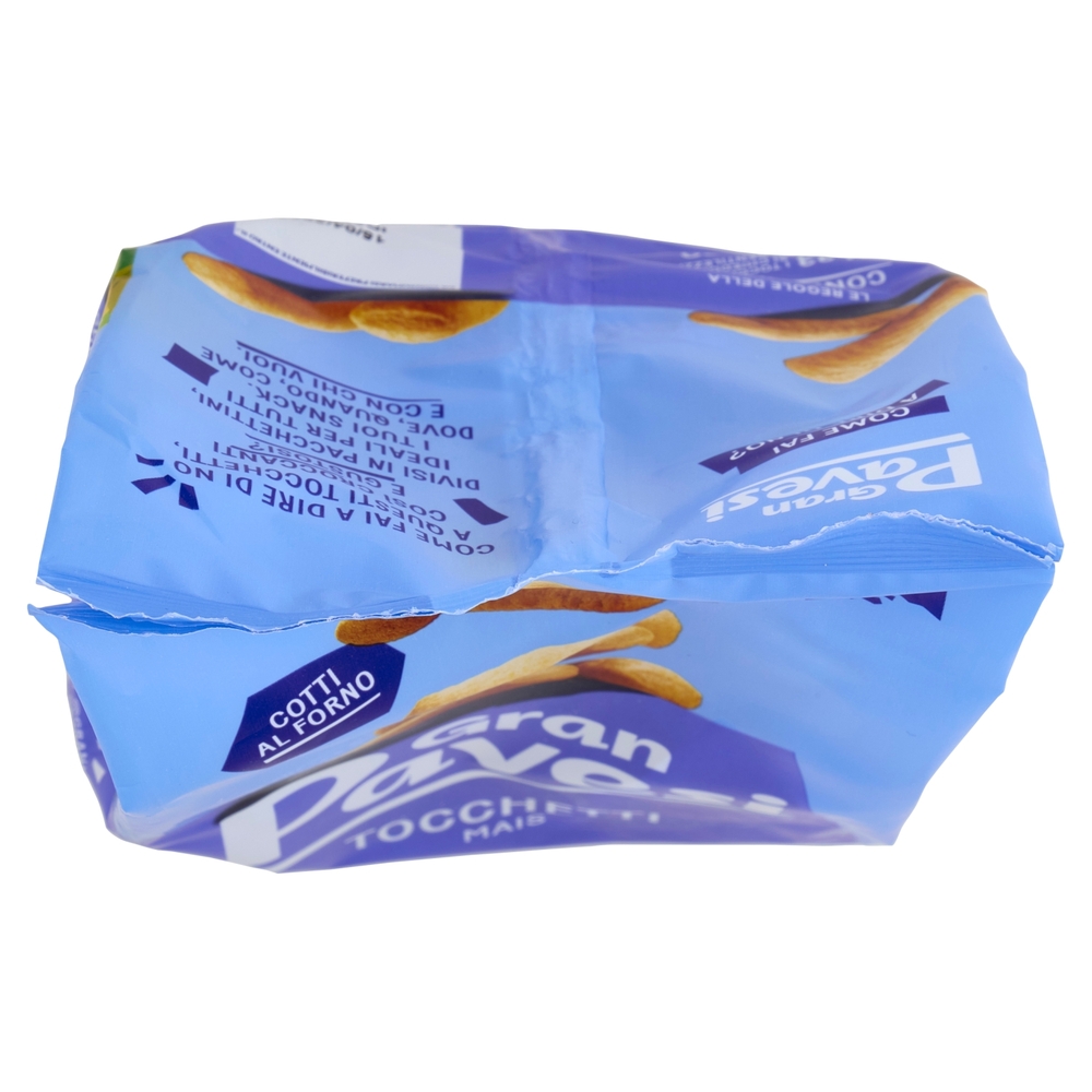 Gran Pavesi Snack Tocchetti, Snack al Mais Cotti al Forno, Senza Olio di Palma, 8 Pacchetti 256g