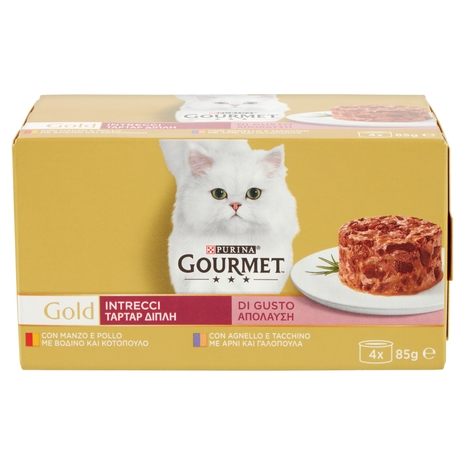 PURINA GOURMET Gold Intrecci di Gusto Manzo & Pollo / Tacchino & Agnello 4x85g