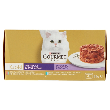 PURINA GOURMET Gold Intrecci di Gusto Salmone & Merluzzo / Tonno & Pesce dell'Oceano 4x85g