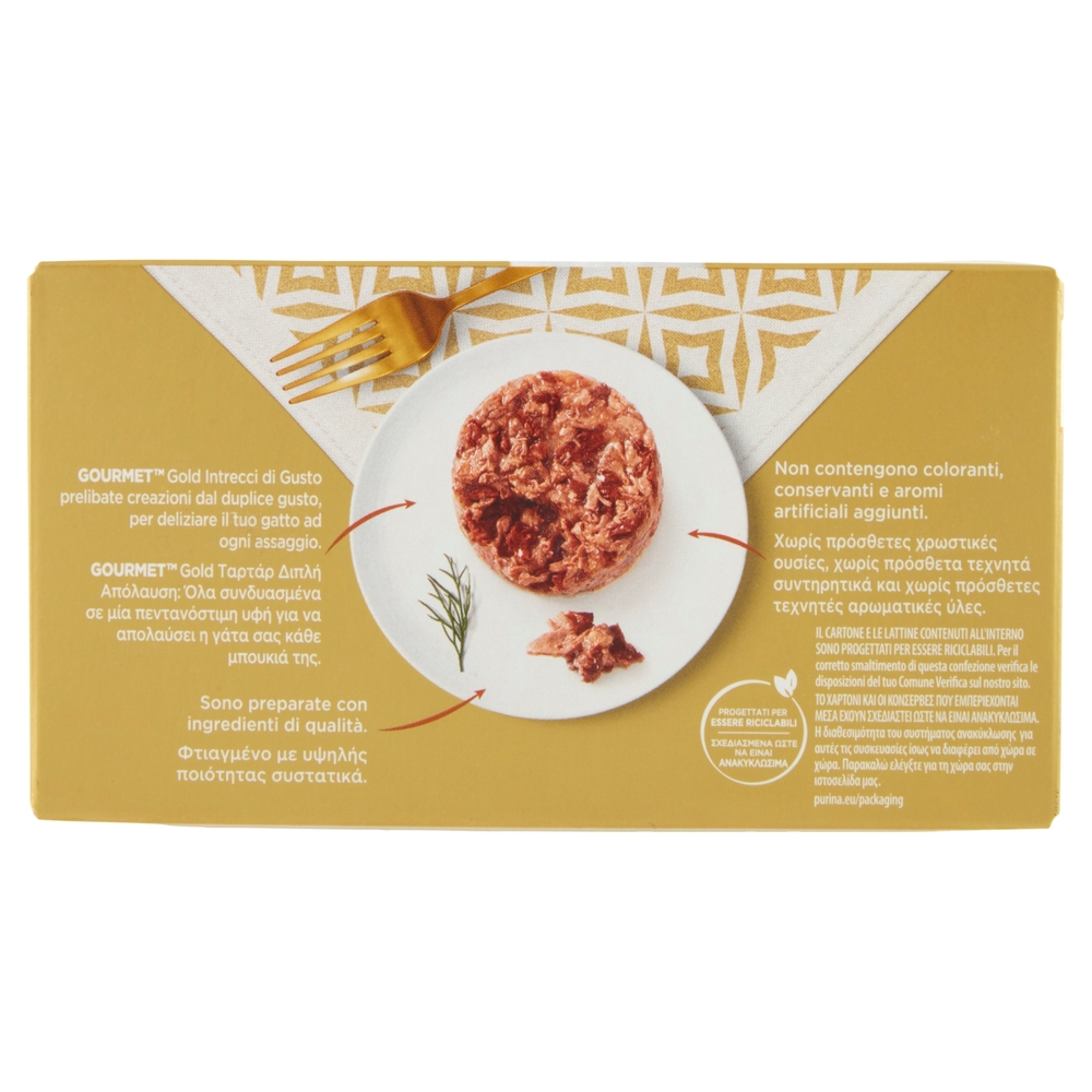PURINA GOURMET Gold Intrecci di Gusto Salmone & Merluzzo / Tonno & Pesce dell'Oceano 4x85g