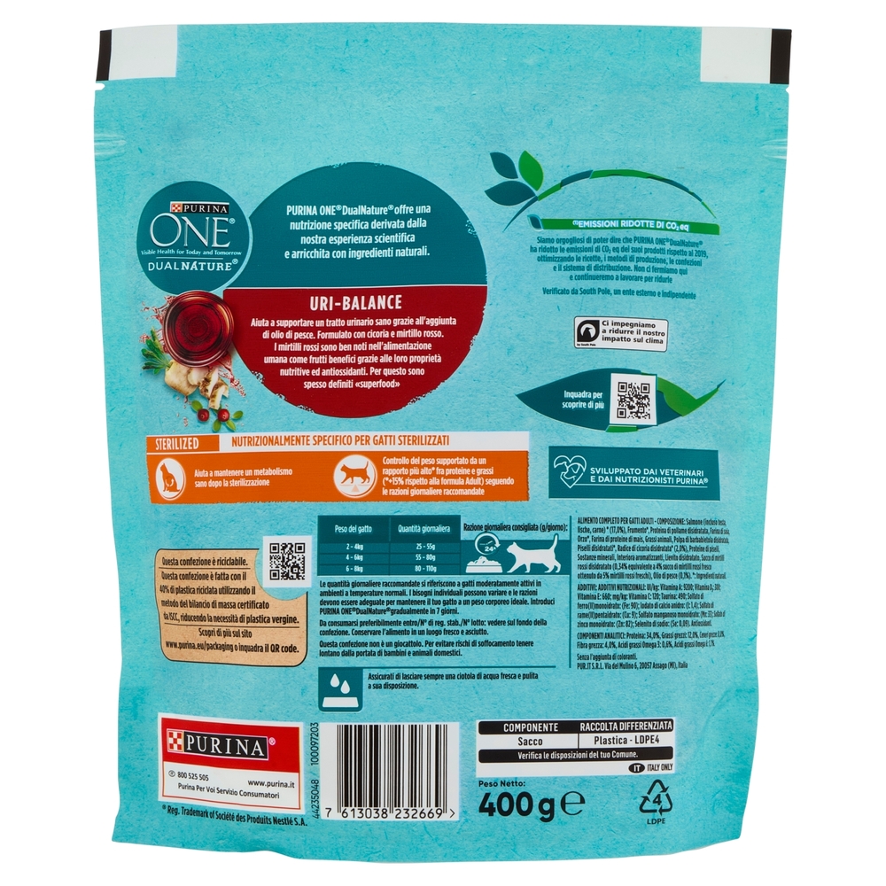 PURINA ONE DualNature Sterilizzato Mirtillo Rosso e Salmone 400g