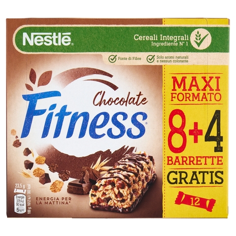 FITNESS Chocolate Barrette Cereali Integrali con Cioccolato 12 pezzi da 23,5g