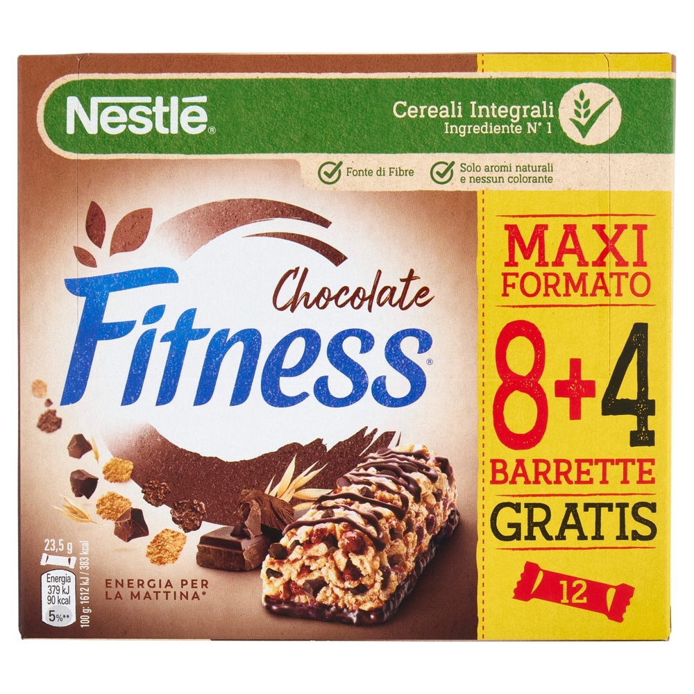 FITNESS Chocolate Barrette Cereali Integrali con Cioccolato 12 pezzi da 23,5g