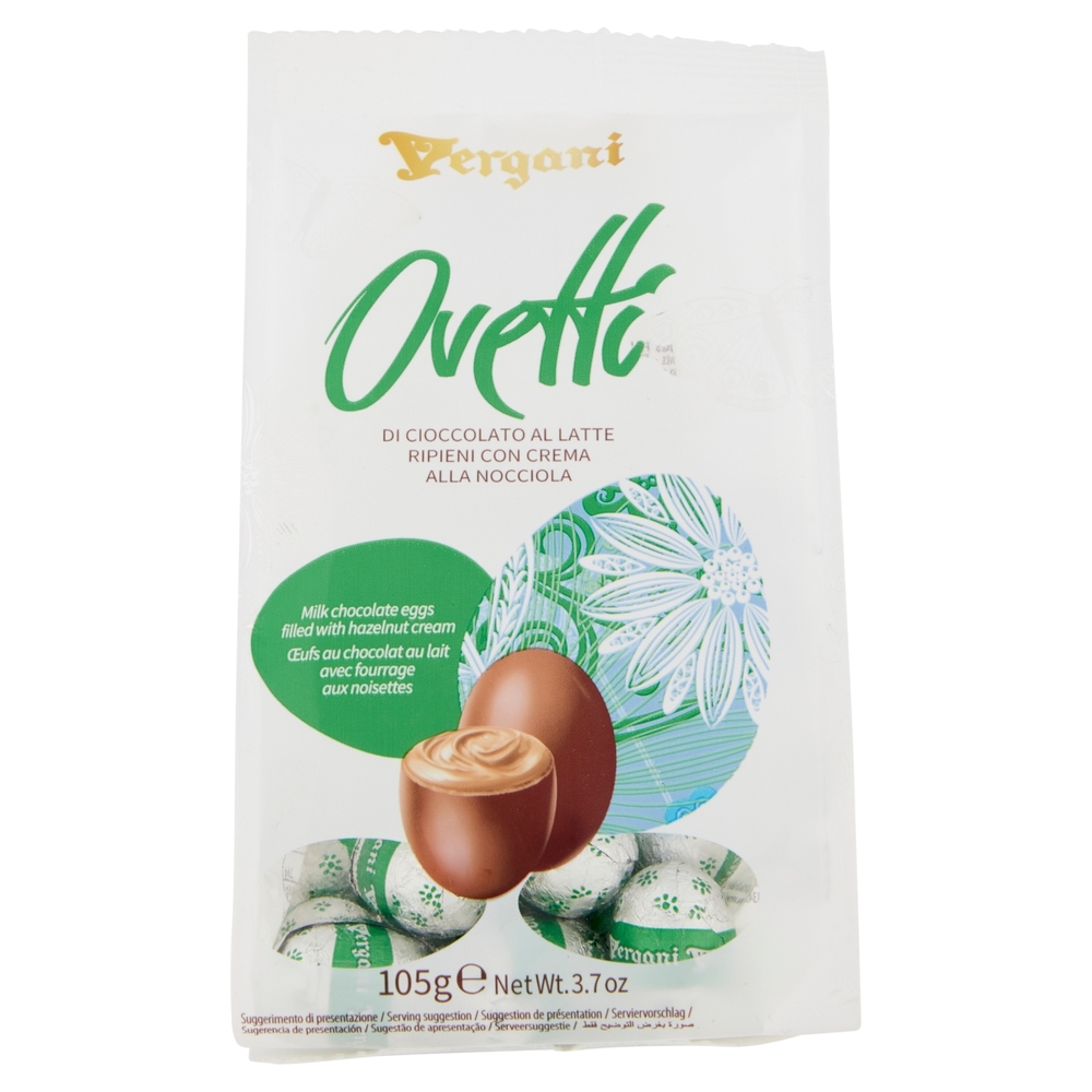 Vergani Ovetti di Cioccolato al Latte Ripieni con Crema alla Nocciola 105 g