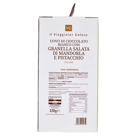 Uovo di Cioccolato Bianco, Granella di Mandorla e Pistacchio Il Viaggiator Goloso
