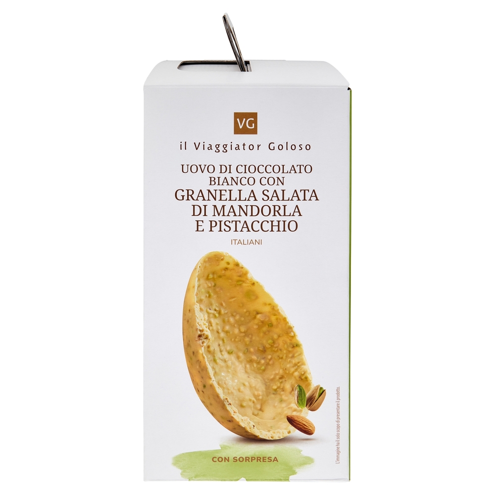 Uovo di Cioccolato Bianco, Granella di Mandorla e Pistacchio Il Viaggiator Goloso