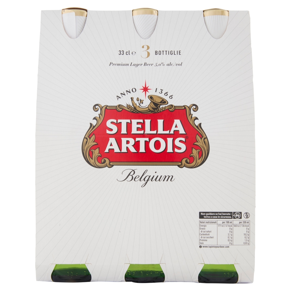 STELLA ARTOIS Birra lager belga bottiglia 3x33cl