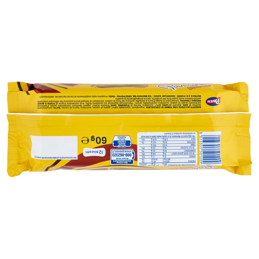 Pavesi Pavesini Double Biscotti con Fondo di Cioccolato 60g