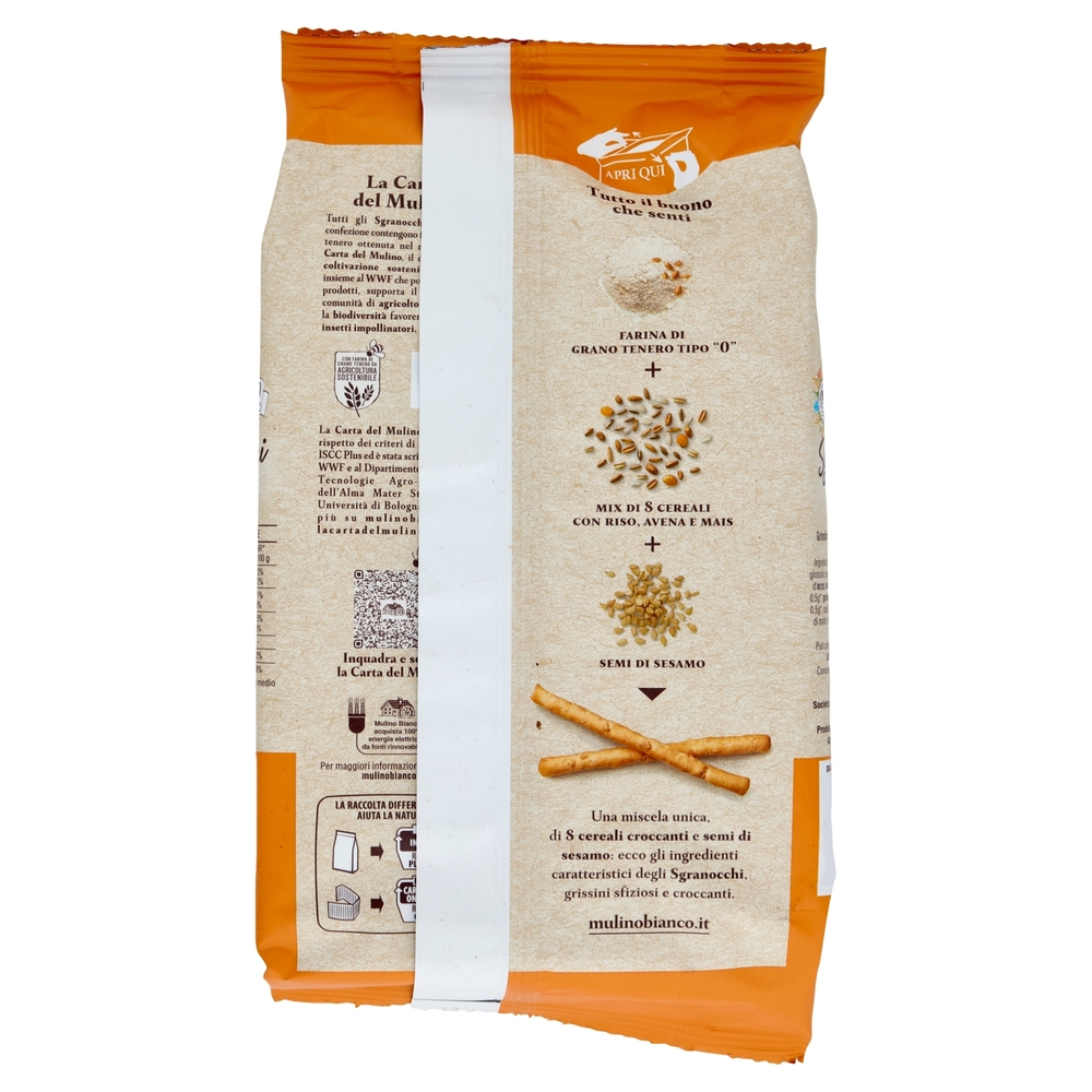 Mulino Bianco Sgranocchi Grissini con 8 Cereali e Sesamo con Farina Sostenibile 210g
