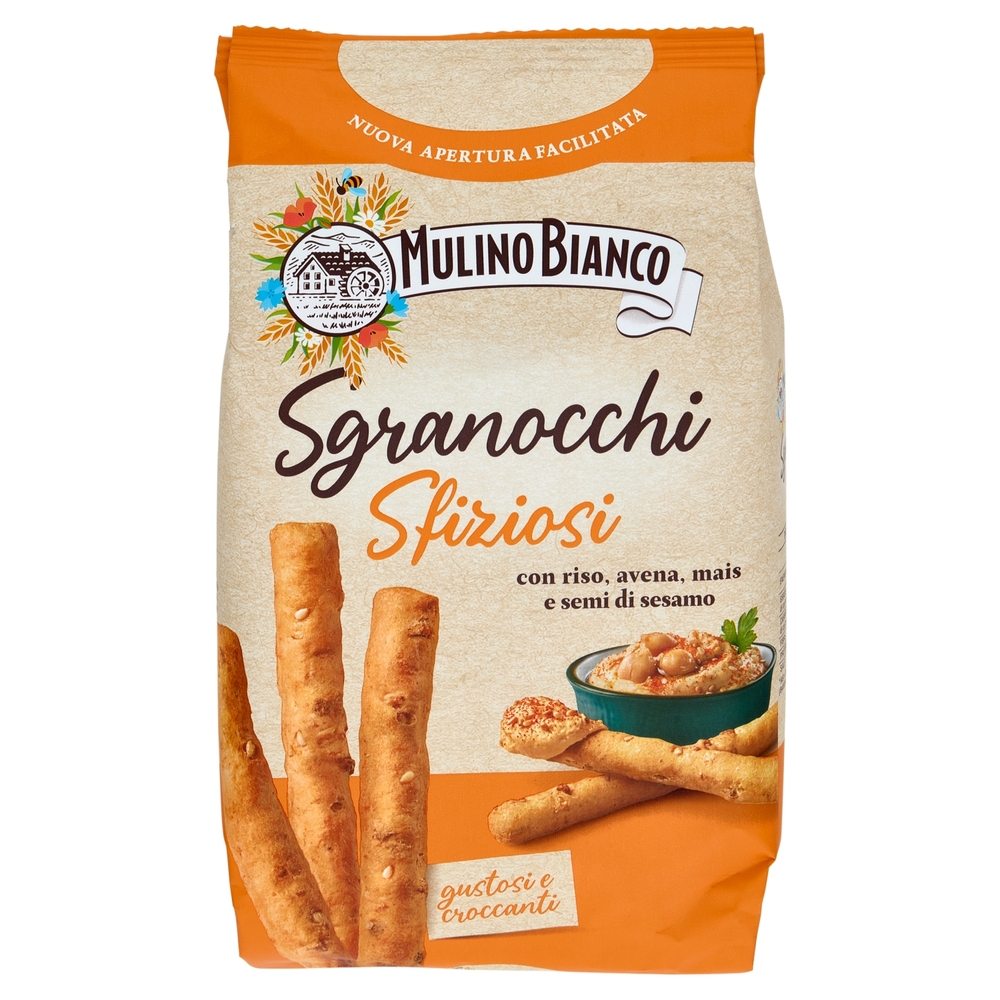 Mulino Bianco Sgranocchi Grissini con 8 Cereali e Sesamo con Farina Sostenibile 210g