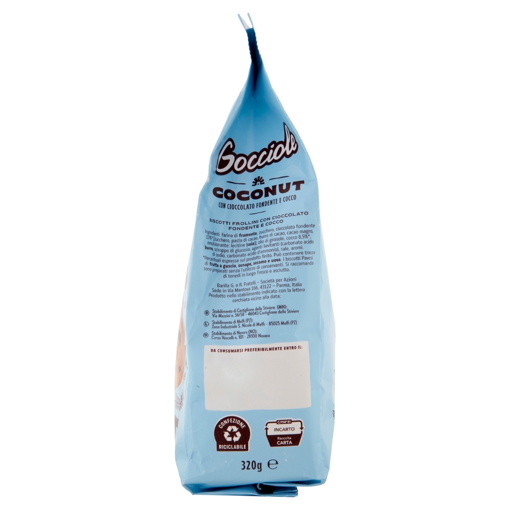 Pavesi Gocciole Coconut Biscotti con Gocce di Cioccolato Fondente e Cocco 320g