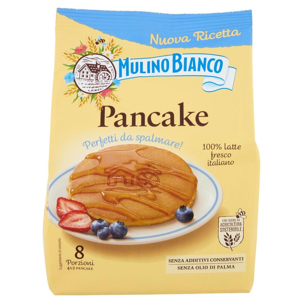 Mulino Bianco Pancake Merenda 100% Latte Fresco Italiano e Farina Sostenibile 4 pezzi 280g