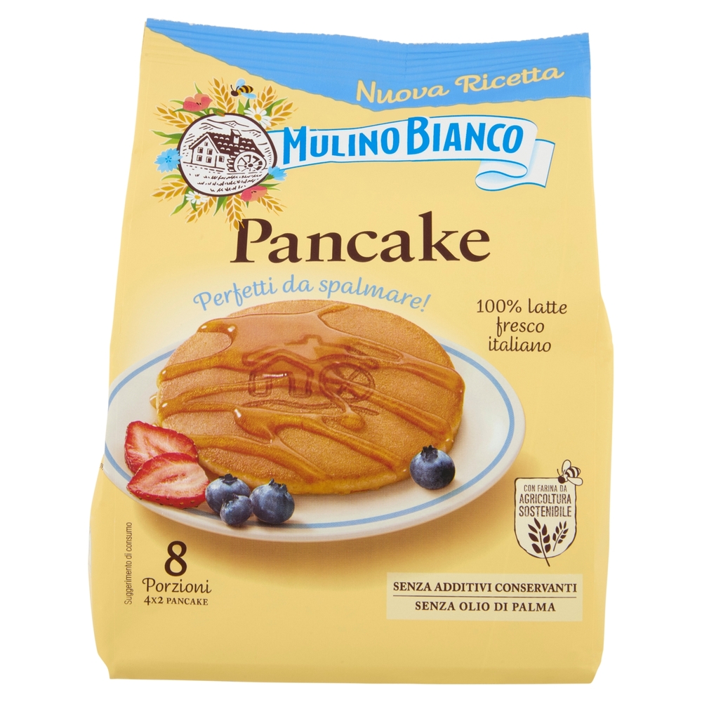 Mulino Bianco Pancake Merenda 100% Latte Fresco Italiano e Farina Sostenibile 4 pezzi 280g