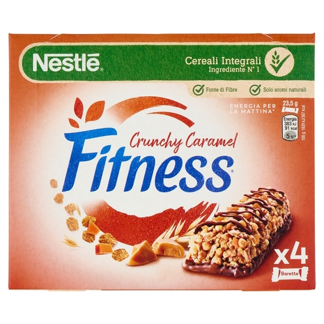 FITNESS Crunchy Caramel Barrette Cereali Integrali con Cioccolato e Caramello 4 pezzi da 23,5g