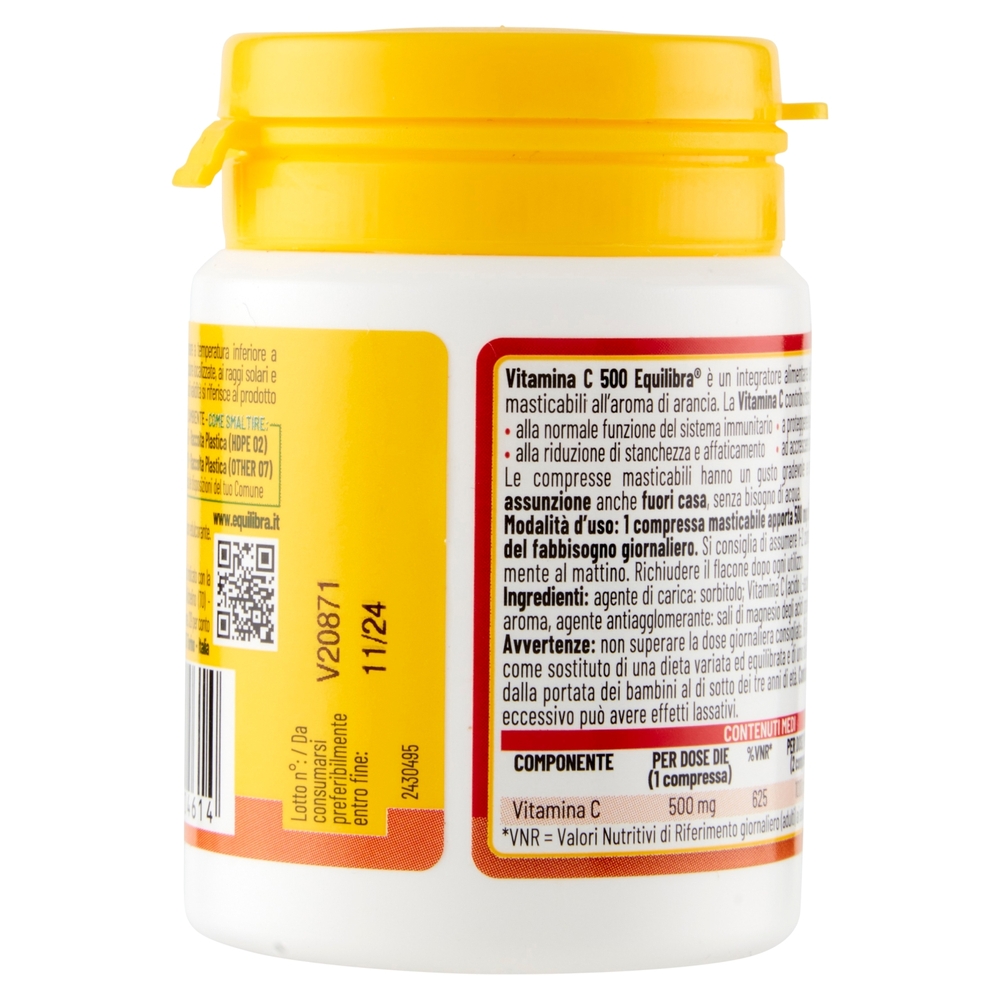 equilibra Vitamina C 500mg Masticabile Sistema Immunitario 30 x 1,4 g