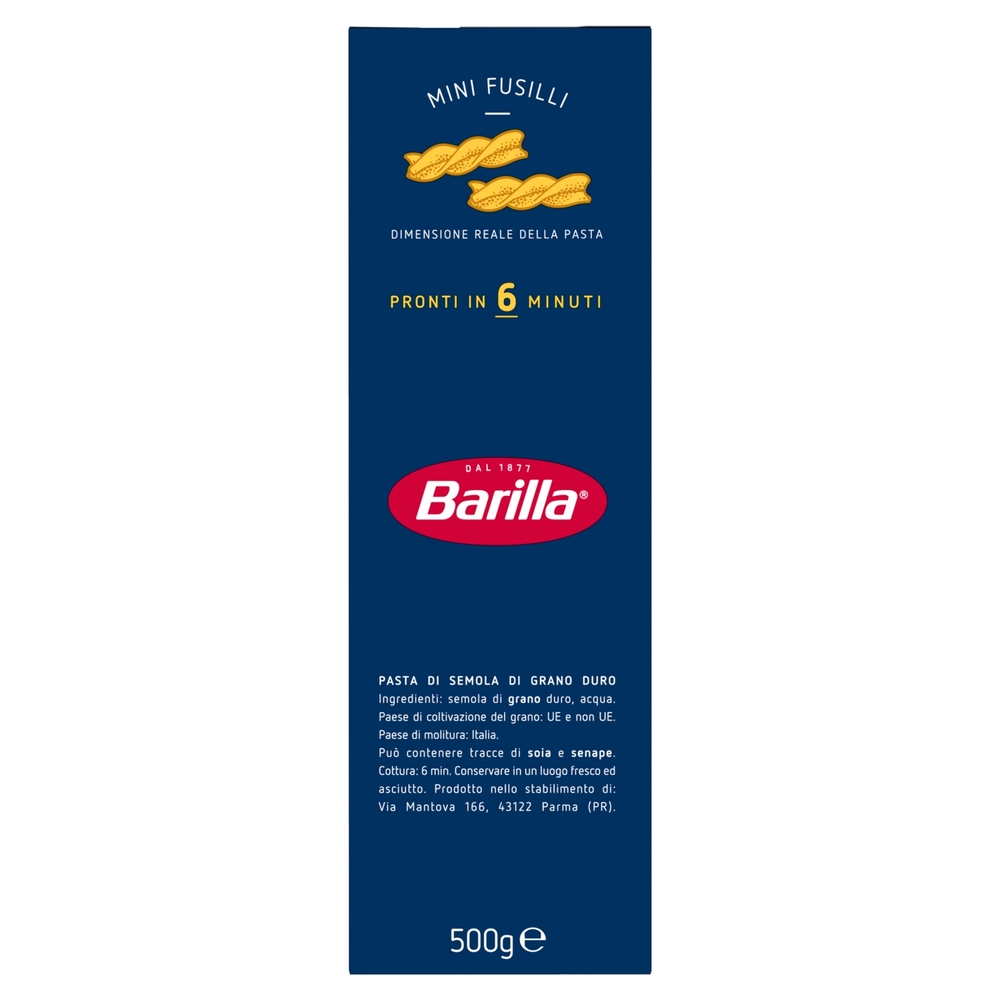 Barilla Pasta Piccolini Mini Fusilli 100% grano italiano 500 g