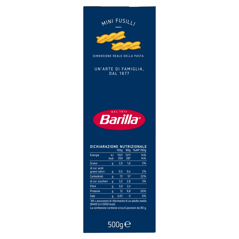 Barilla Pasta Piccolini Mini Fusilli 100% grano italiano 500 g