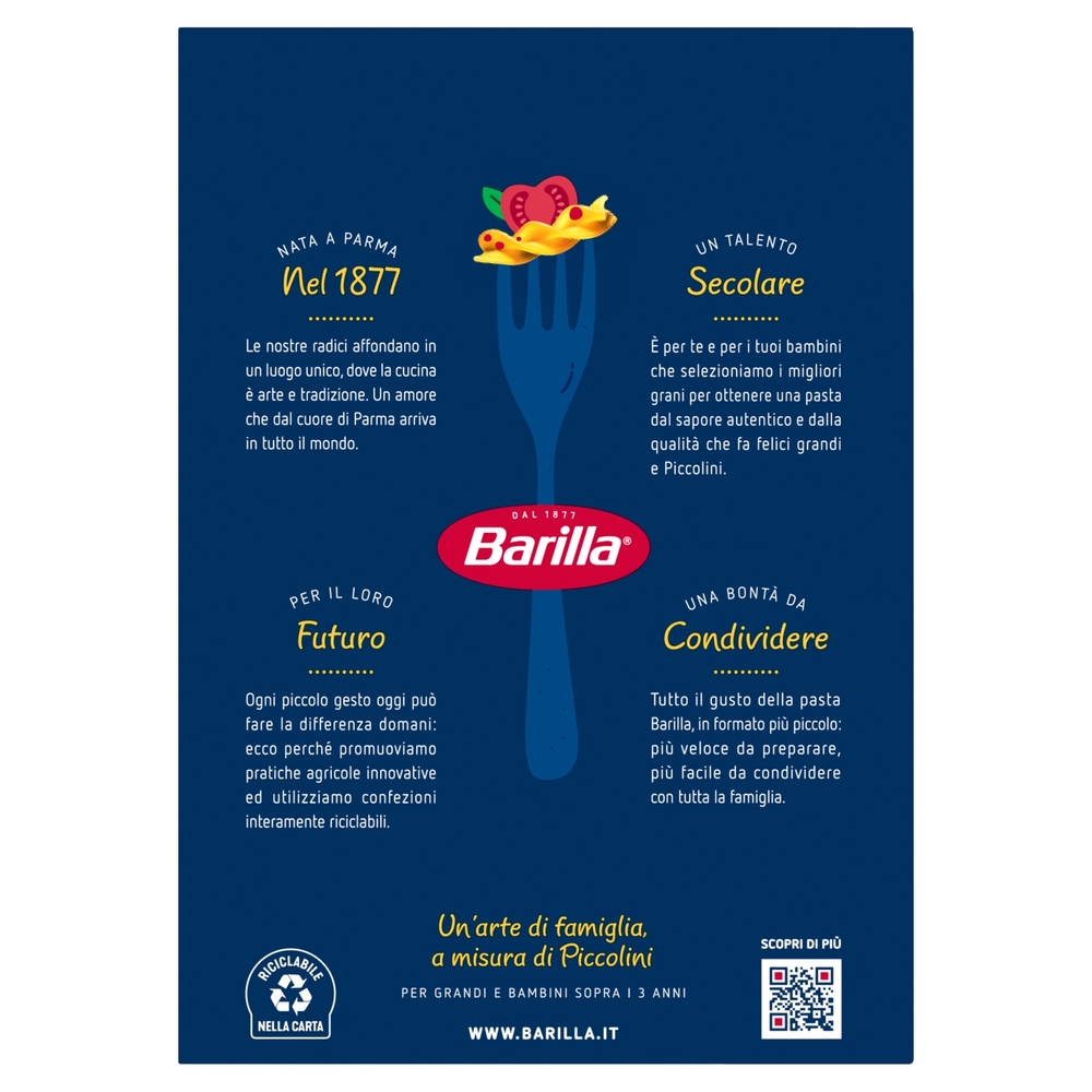 Barilla Pasta Piccolini Mini Fusilli 100% grano italiano 500 g
