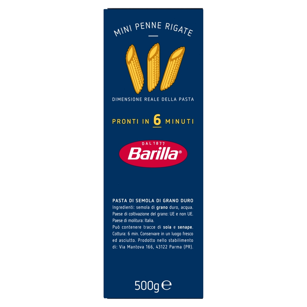 Barilla Pasta Piccolini Mini Penne Rigate 100% grano italiano 500 g