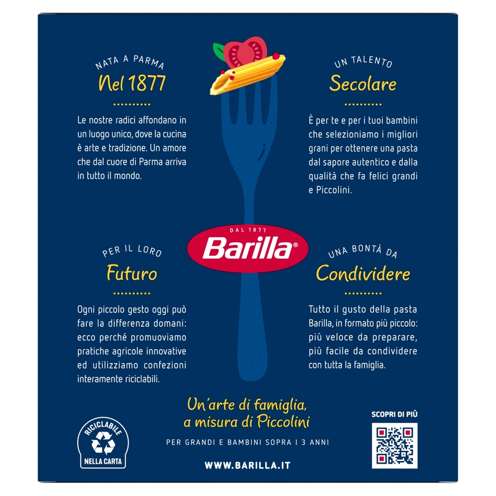 Barilla Pasta Piccolini Mini Penne Rigate 100% grano italiano 500 g