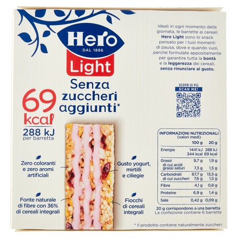 Hero Light Barrette Frutti rossi 6 x 20 g