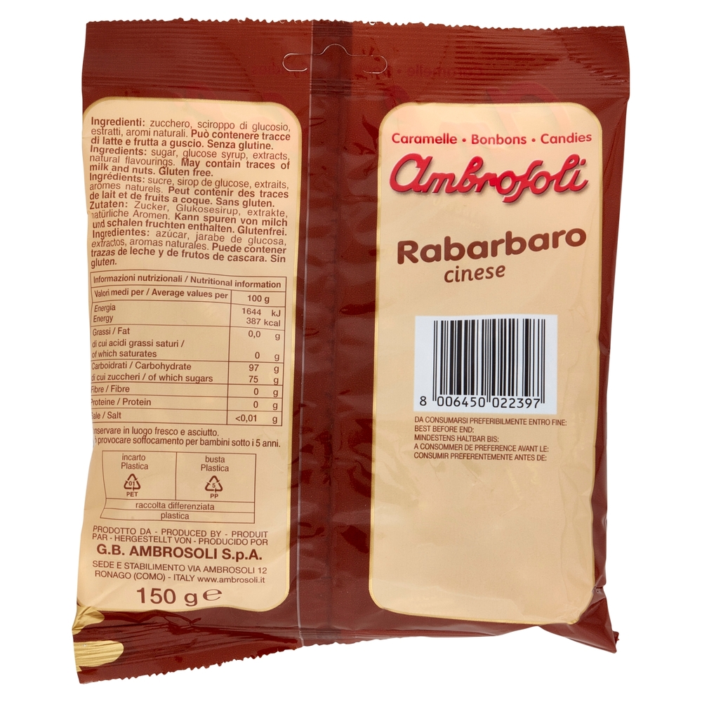 Ambrosoli Caramelle Rabarbaro cinese 150 g