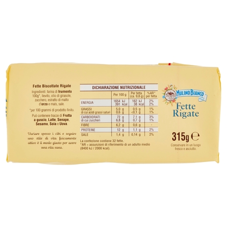 Mulino Bianco Fette Biscottate Rigate 315g
