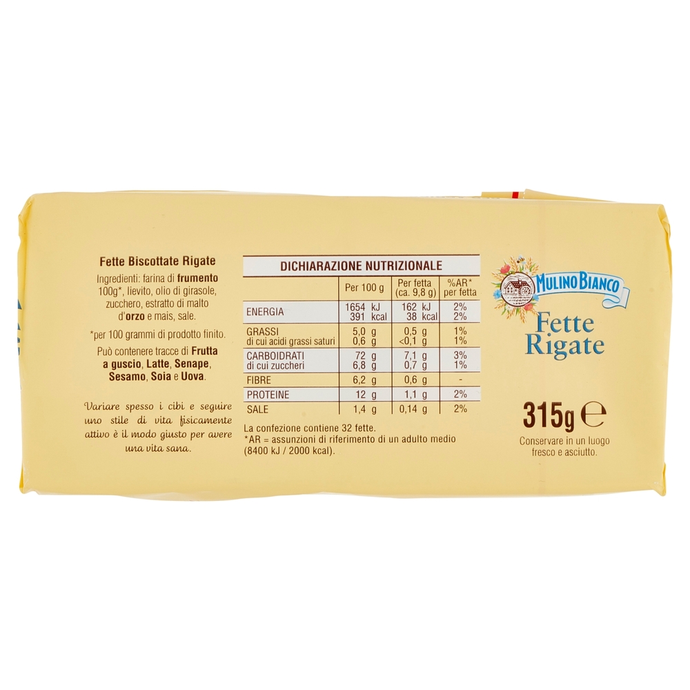 Mulino Bianco Fette Biscottate Rigate 315g