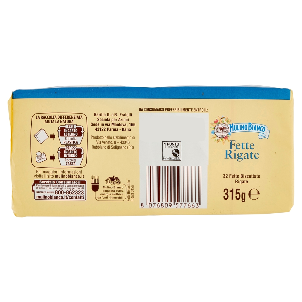 Mulino Bianco Fette Biscottate Rigate 315g
