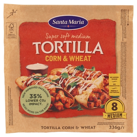 Santa Maria Super soft medium Tortilla Corn & Wheat 8 Medium 336 g